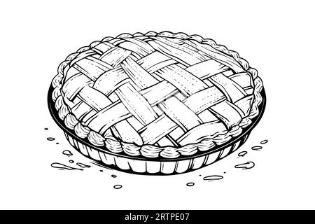 Apple Pie Hand gezeichnete Gravur Stil Vektor Illustration. Stock Vektor