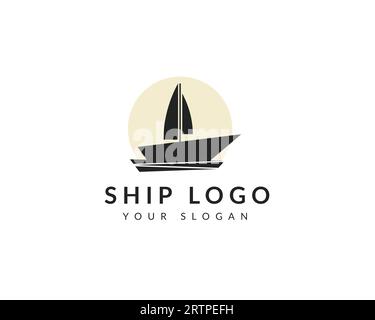 Segelboot-Logo-Design-Vektor-Illustration. Design-Vorlage für das Yachtlogo. Abstraktes Schifflogo Stock Vektor