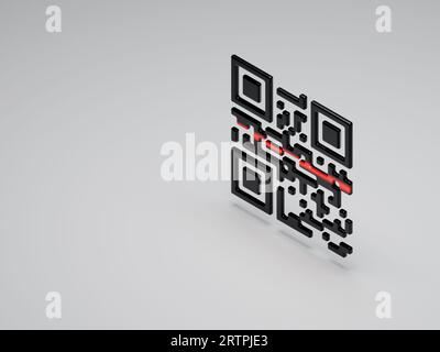 3D-isometrische Darstellung des Scannens des QR-Codes Stockfoto