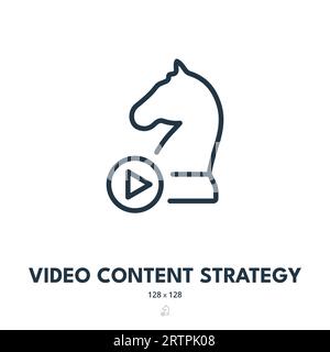 Symbol Video Content Strategy (Strategie Für Videoinhalte) Medien, Werbung, Marketing. Bearbeitbare Kontur. Symbol „Einfacher Vektor“ Stock Vektor