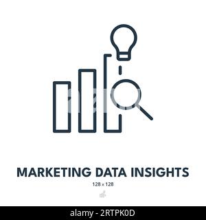 Symbol Marketing Data Insights. Statistiken, Diagramm, Metriken. Bearbeitbare Kontur. Symbol „Einfacher Vektor“ Stock Vektor