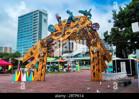 Das Waharoa Gate, Aotea Square, Auckland, North Island, Neuseeland Stockfoto