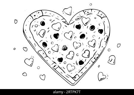 Eine Scheibe Pizza-Lover-Tintenskizze. Gravurstil Vektorillustration. Kunst für Druck, Design, Banner. Stock Vektor