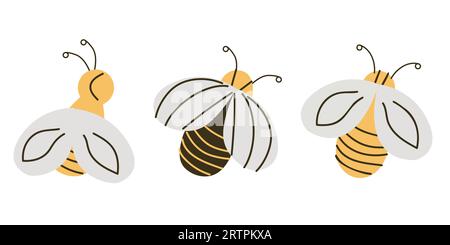 Set von Honigbiene - Vektor-Illustration in Cartoon Stock Vektor
