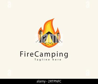 Camping Logo Hipster Retro Vintage Vektor Illustration Icon Element isoliert - Vektor. Logo-Design Von Fire Camping Stock Vektor