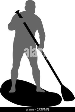 Silhouette des Sportbootes und Ruder. Auf weißem Hintergrund. Stock Vektor