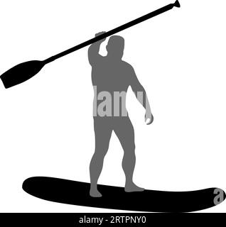 Silhouette des Sportbootes und Ruder. Auf weißem Hintergrund. Stock Vektor