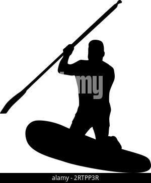 Silhouette des Sportbootes und Ruder. Auf weißem Hintergrund. Stock Vektor