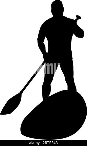 Silhouette des Sportbootes und Ruder. Auf weißem Hintergrund. Stock Vektor