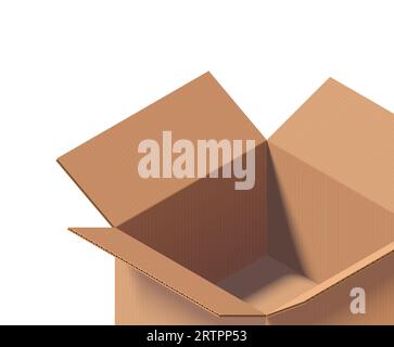 Leere offene Kartonverpackung isoliert auf weißer isometrischer Vektorillustration Stock Vektor
