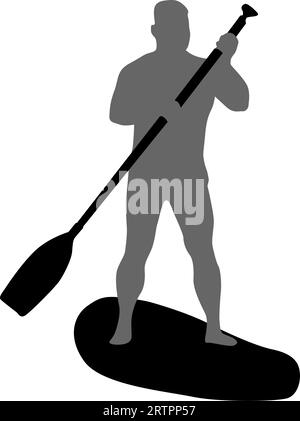 Silhouette des Sportbootes und Ruder. Auf weißem Hintergrund. Stock Vektor