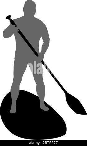 Silhouette des Sportbootes und Ruder. Auf weißem Hintergrund. Stock Vektor