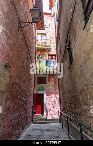 Wunderschöne, farbenfrohe Gebäudefassade in Porto Portugal mit Asulejo-Fliesen Stockfoto
