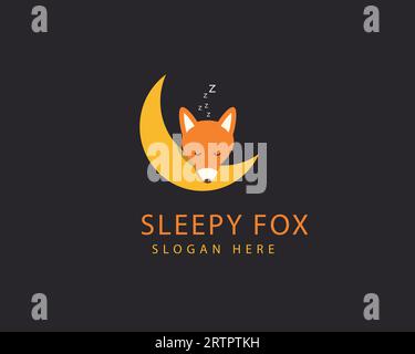 Sleepy Fox Logo Design Vektor-Vorlage. Design-Konzept Für Night Animal Logo. Sleepy Fox Logo-Symbol Stock Vektor