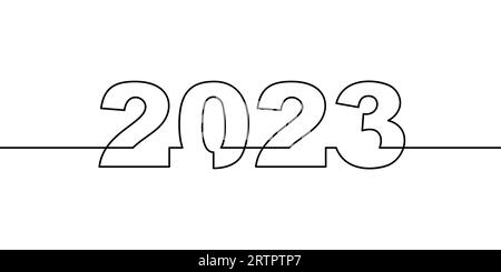 2023 Neujahrsnummer durchgehende Strichzeichnung einfache einzeilige 2023 Vektorillustration Nummerierung Stock Vektor