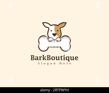 Design der Vektorsymbol-Illustration mit Hundelogo. Konzept des PET-Shop-Logos. Bark Boutique-Logo für Marke Stock Vektor