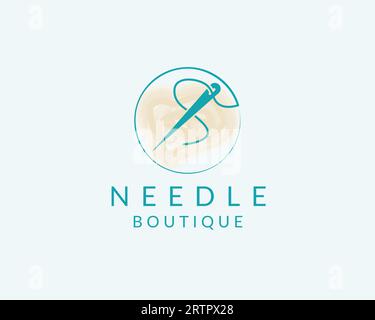 Design der Vektorsymbole mit Nadel- und Fadenlogo. Schneiderei, Mode, Schönheitssalon, Salon, Friseur, Friseursalon. Needle Boutique Lo Stock Vektor