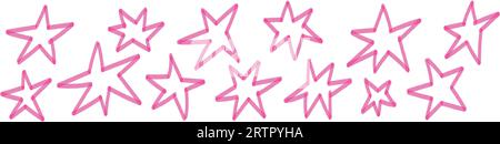 Rosafarbenes Sternsymbol . Abstrakter Marker mit Glitzer. Flache Vektorgrafiken isoliert im Hintergrund. Stock Vektor