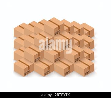 Stapel Kartons. Vektorillustration des Versand- oder Lieferkonzepts Stock Vektor
