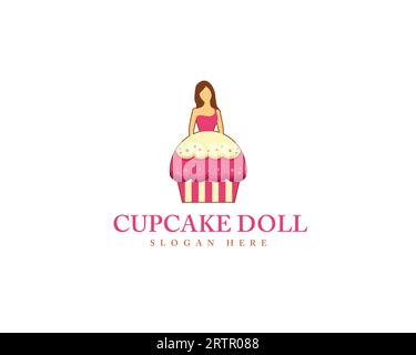Vektorvorlage für Cupcake-Logo. Design-Konzept mit Bakery-Logo. Cupcake Doll Logo für Unternehmen Stock Vektor