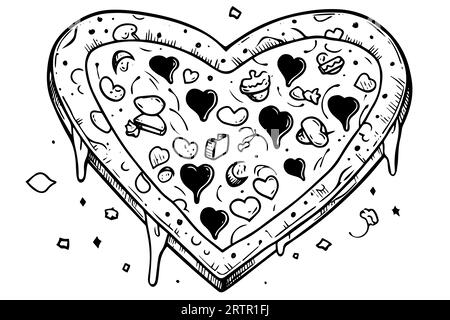 Eine Scheibe Pizza-Lover-Tintenskizze. Gravurstil Vektorillustration. Kunst für Druck, Design, Banner. Stock Vektor
