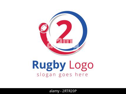 Erstes 2-Monogramm-Alphabet mit Rugby, Fußball-Logo und Rugby-Ball-Symbol für American Soccer Club Symbol Stock Vektor