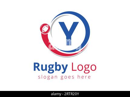 Erstes Y-Monogramm mit Rugby, Fußball-Logo und Rugby-Ball-Symbol für American Soccer Club Symbol Stock Vektor