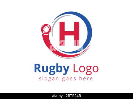 Erstes H-Monogramm mit Rugby, Fußball-Logo und Rugby-Ball-Symbol für American Soccer Club Symbol Stock Vektor