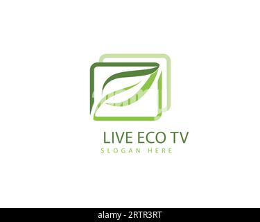 Vektorvorlage für das Blattlogo, Inspiration für das Naturblatt-Logo. Live Eco TV-Logo-Design Stock Vektor