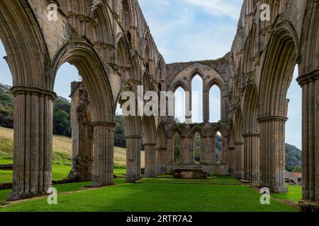 rievaulx Abbey nördlich yorkshire das Chorgebiet innen sonniger Tag keine Menschen Stockfoto