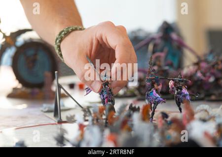 Satz von Spielen Action-Figuren, Spiel Warhammer 40.000, Spieler Stockfoto