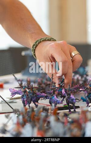 Satz von Spielen Action-Figuren, Spiel Warhammer 40.000, Spieler Stockfoto