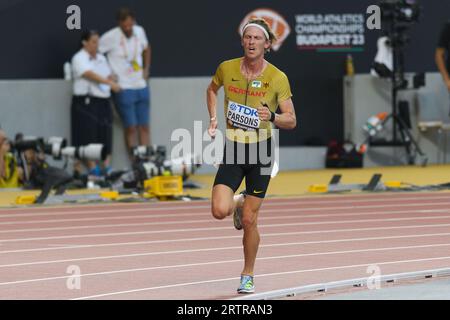 Budapest, Deutschland. August 2023. Budapest, Ungarn, 21. August 2023: Sam Parsons (Deutschland) während der 5000-Meter-Heats bei den Leichtathletik-Weltmeisterschaften 2023 im Nationalen Leichtathletik-Zentrum in Budapest, Ungarn. (Sven Beyrich/SPP) Credit: SPP Sport Press Photo. Alamy Live News Stockfoto