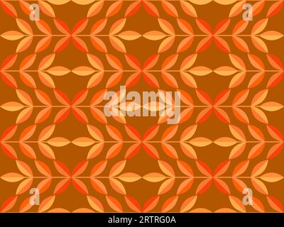 Nahtloses Herbst-Muster mit Blättern in einem minimalistischen Stil. Zusammensetzung der Herbstblätter gelb, orange, rot. Blattfall. Design zum Bedrucken von Textilien, Stock Vektor