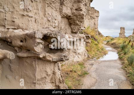 Der Saddle Rock Trail führt im Spätsommer zum Gipfel des Scotts Bluff National Monument Stockfoto