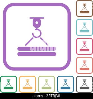 Baukran und Fracht einfache Symbole in Farbe abgerundete quadratische Rahmen auf weißem Hintergrund Stock Vektor