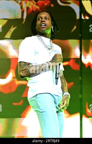 Lil Durk auf der „Sorry for the Dürre Tour 2023“ im United Center am Freitag, 11. August 2023 in Chicago, IL, USA mit: Lil Durk, Durk Derrick Banks wo: Chicago, Illinois, USA Wann: 12. August 2023 Credit: Adam Bielawski/WENN.com Stockfoto