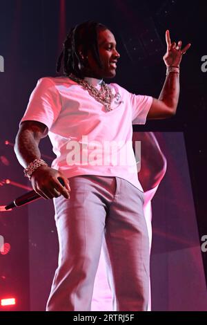 Lil Durk auf der „Sorry for the Dürre Tour 2023“ im United Center am Freitag, 11. August 2023 in Chicago, IL, USA mit: Lil Durk, Durk Derrick Banks wo: Chicago, Illinois, USA Wann: 12. August 2023 Credit: Adam Bielawski/WENN.com Stockfoto