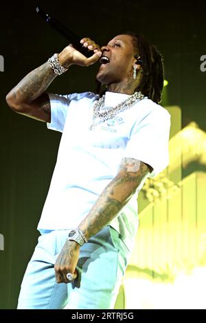 Lil Durk auf der „Sorry for the Dürre Tour 2023“ im United Center am Freitag, 11. August 2023 in Chicago, IL, USA mit: Lil Durk, Durk Derrick Banks wo: Chicago, Illinois, USA Wann: 12. August 2023 Credit: Adam Bielawski/WENN.com Stockfoto