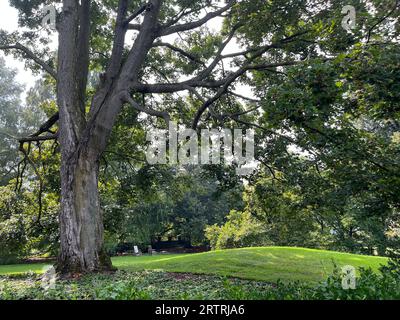 Gelände im Wave Hill Public Garden and Cultural Center, Riverdale, New York, USA. Stockfoto