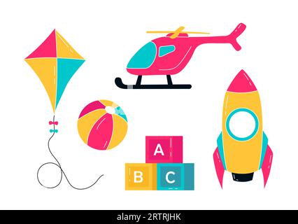 Set mit Kinderspielzeug-Vektorkonzept Stock Vektor