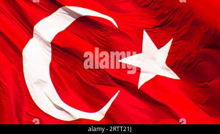 Alles Gute zum 100. Jahrestag des 29. oktobertags der Republik Türkei. Türkisch: 29 Ekim Cumhuriyet Bayrami kutlu olsun. Türkische Flagge . Stockfoto