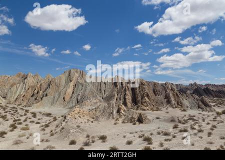 Spezielle geologische Formationen in der Quebrada de las Flechas in Nordwestargentina Stockfoto