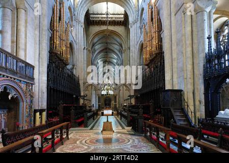 Innenansicht, Chorstände, Durham Cathedral, Durham, England, Großbritannien Stockfoto