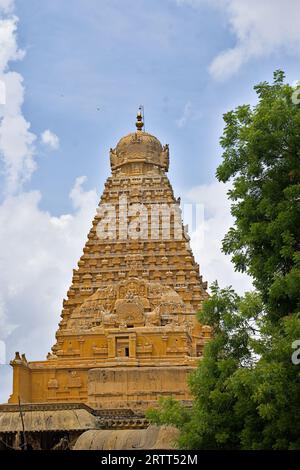 Wunderschönes Gopuram in Tanjore großer Tempel Tamil Nadu Indien Stockfoto