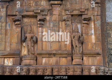 Wunderschönes Gopuram in Tanjore großer Tempel Tamil Nadu Indien Stockfoto