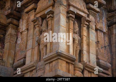 Wunderschönes Gopuram in Tanjore großer Tempel Tamil Nadu Indien Stockfoto