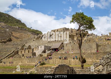 Aguas Calientes, Peru, 12. Oktober 2015: Ruinen der antiken Inkastadt Machu Picchu Stockfoto