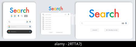 Suchleiste Internet Browser-Fenster, Webtextbox-Tool Suchen, Online-Technologie-Seiten-Vektorvorlage Durchsuchen Stock Vektor