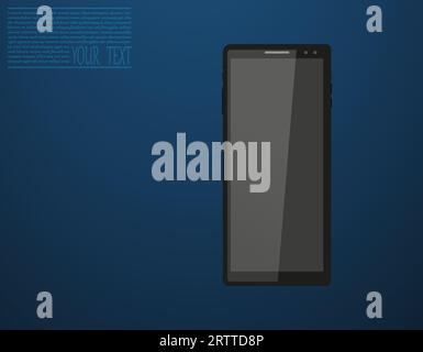 Smartphone. Realistische Vektorillustration eines Smartphones auf dunkelblauem Hintergrund. Stock Vektor